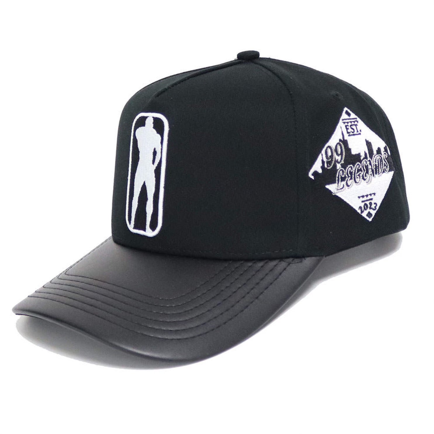Black＆White cap Blk/White Leather SnapBack – EBanks LLC