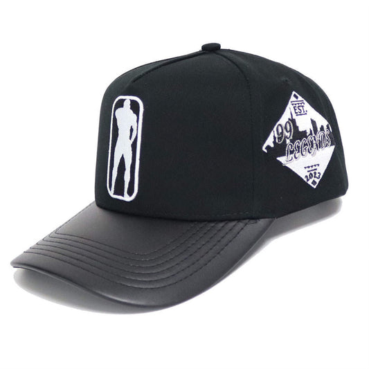 Blk/White Leather SnapBack